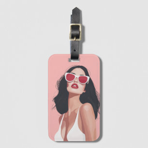 Etiqueta Para Maletas Ilustracion De Moda Mujer Elegante Con Gafas De So