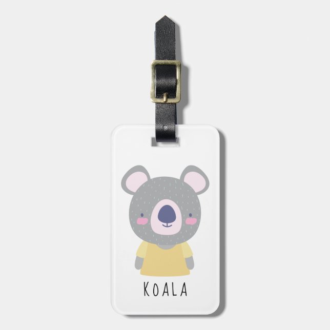 Etiqueta Para Maletas Ilustracion de oso de Koala - Personalizable (Frente Vertical)