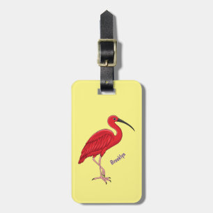 Etiqueta Para Maletas Ilustracion de pájaro ibis de escarlata personaliz