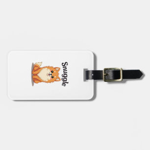 Etiqueta Para Maletas Ilustración de perro lindo Pomerania Snuggle Vinta
