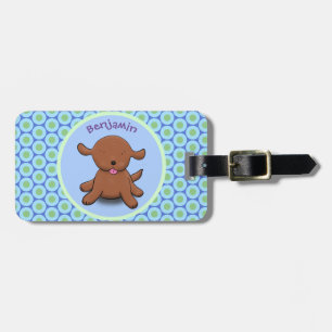 Etiqueta Para Maletas Ilustracion de personalizado azul de cachorro aleg