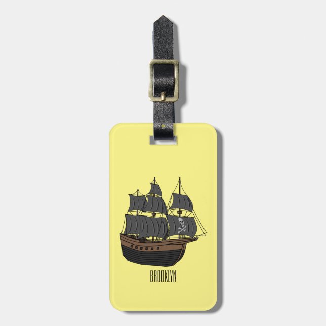 Etiqueta Para Maletas Ilustracion de personalizado de buques piratas (Frente Vertical)