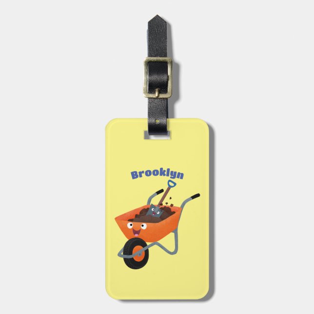 Etiqueta Para Maletas Ilustracion de personalizado de carretilla naranja (Frente Vertical)