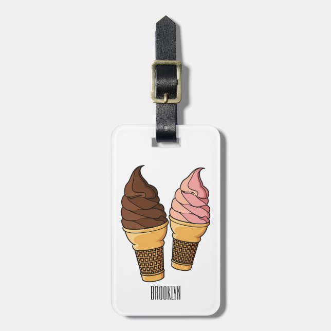 Etiqueta Para Maletas Ilustracion de personalizado de helado de cono (Frente Vertical)