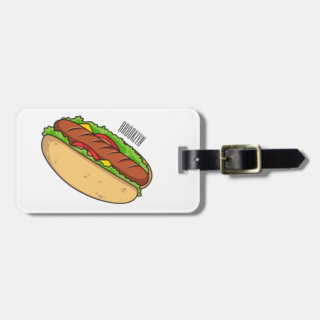 Etiqueta Para Maletas Ilustracion de personalizado de hot dog (Frente Horizontal)