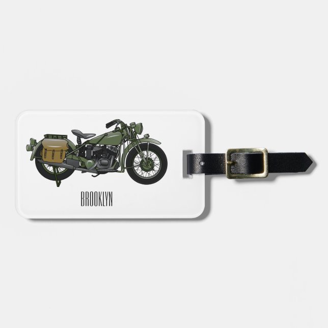 Etiqueta Para Maletas Ilustracion de personalizado de motocicleta de cru (Frente Horizontal)