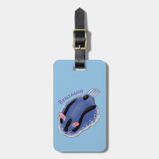 Etiqueta Para Maletas Ilustracion de personalizado de nudibranquias azul (Frente Vertical)