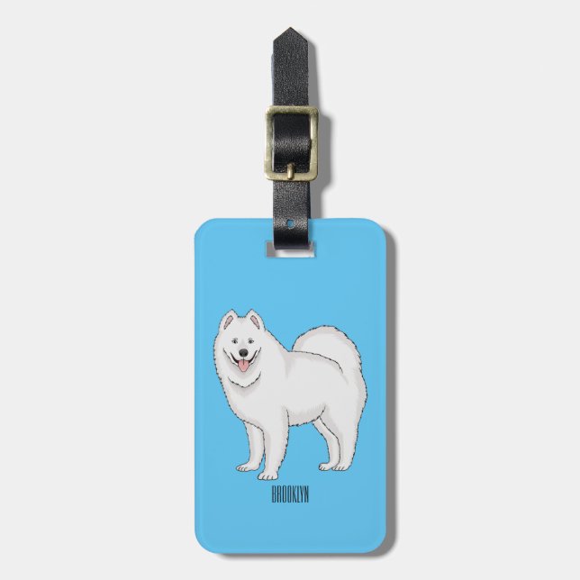 Etiqueta Para Maletas Ilustracion de personalizado de perro de Samoyed (Frente Vertical)