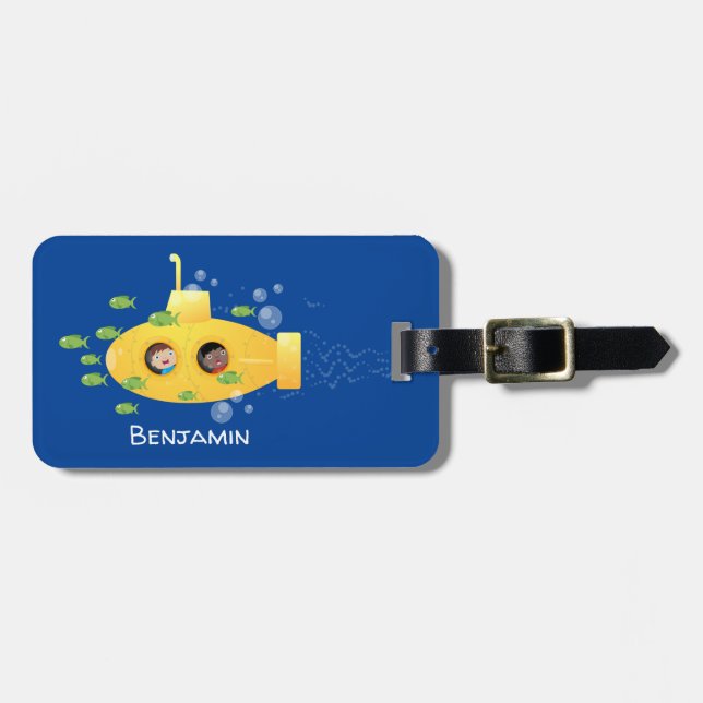 Etiqueta Para Maletas Ilustracion de personalizado de pescado submarino  (Frente Horizontal)