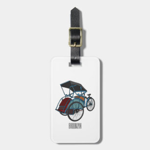 Etiqueta Para Maletas Ilustracion de personalizado de rickshaw en bicicl
