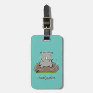 Etiqueta Para Maletas Ilustracion de personalizado de rinocerontes
