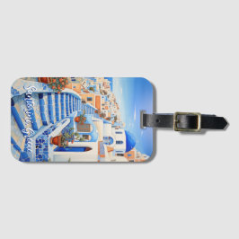 Etiqueta Para Maletas Ilustracion de Santorini | Arte de viajes