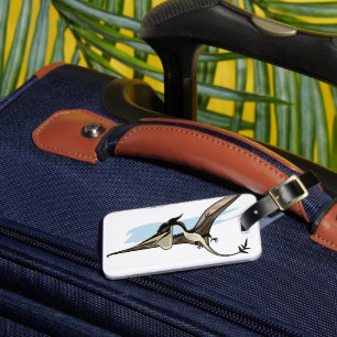 Etiqueta Para Maletas Ilustracion De Un Dinosaurio Pteranodon.