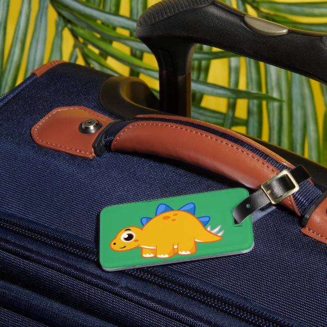 Etiqueta Para Maletas Ilustracion De Un Estegosaurio. (Anverso In situ 3)