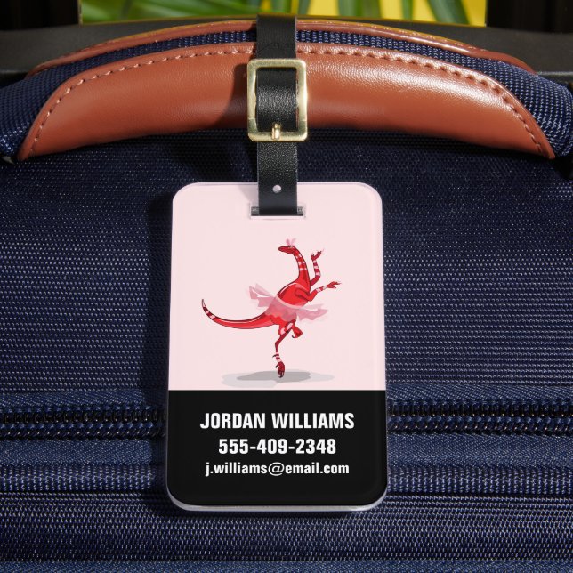 Etiqueta Para Maletas Ilustracion De Una Ballerina Bailando Raptor. (Anverso In situ 2)