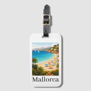 Etiqueta Para Maletas Ilustración de viaje a Mallorca vintage playa Espa