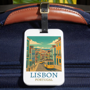 Etiqueta Para Maletas Ilustración de viaje colorida Lisboa Portugal