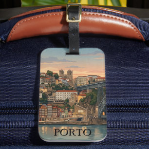 Etiqueta Para Maletas Ilustración de viaje de la ciudad de Porto Portuga