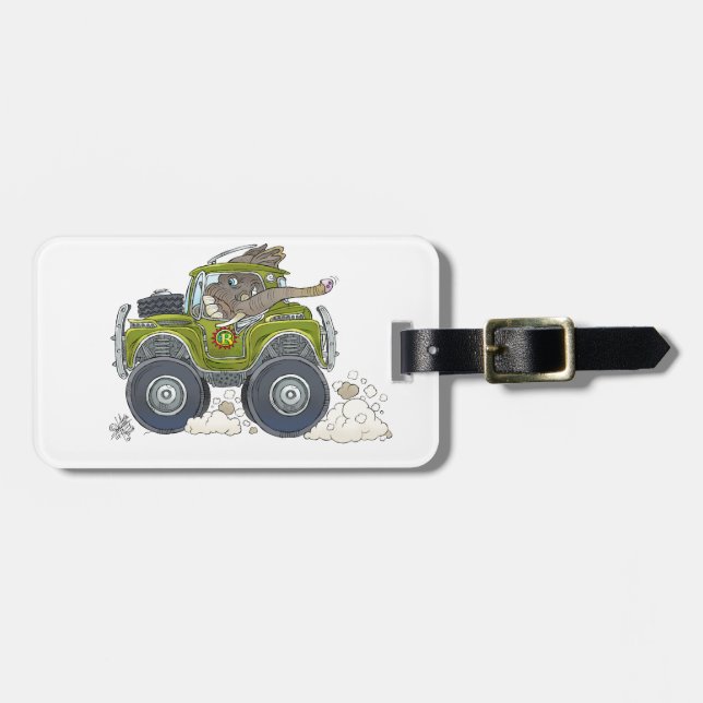 Etiqueta Para Maletas Ilustracion del dibujo animado de un elefante que (Frente Horizontal)