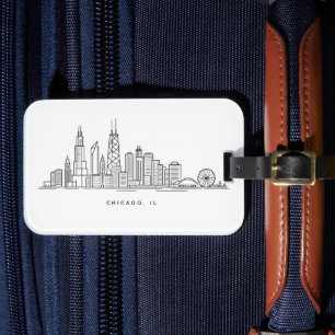 Etiqueta Para Maletas Ilustración del paisaje urbano de Chicago IL