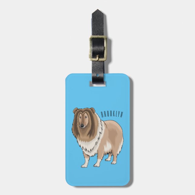 Etiqueta Para Maletas Ilustracion del personalizado del perro del collie (Frente Vertical)
