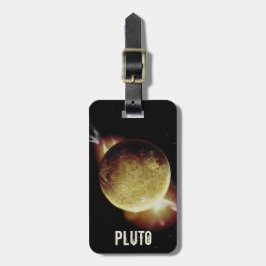 Etiqueta Para Maletas Ilustración del planeta amarillo Plutón en el univ