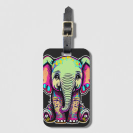 Etiqueta Para Maletas Ilustración digital de un elefante bebé lindo sent