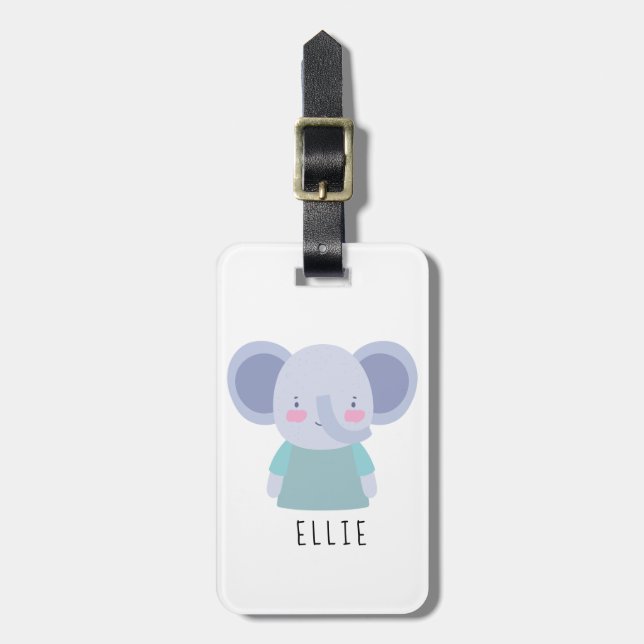 Etiqueta Para Maletas Ilustracion elefante lindo - Personalizable (Frente Vertical)