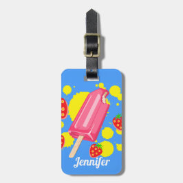 Etiqueta Para Maletas Ilustracion Fun Popsicle Rosa y Strawberries