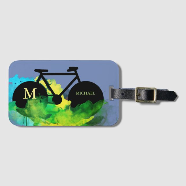 Etiqueta Para Maletas ilustracion gráfico de arte en bicicleta urbana (Anverso horizontal)