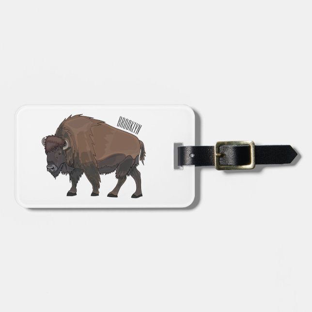 Etiqueta Para Maletas Ilustracion personalizado Bison (Frente Horizontal)