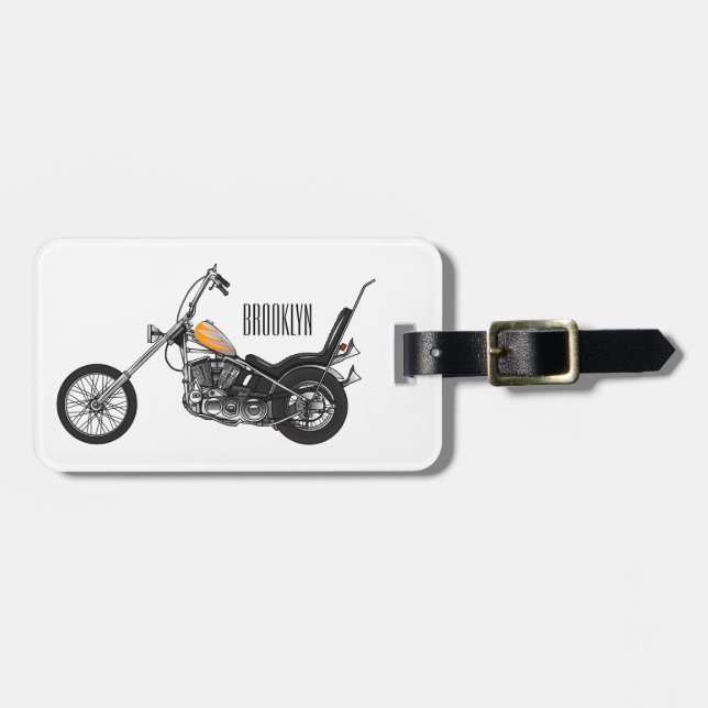 Etiqueta Para Maletas Ilustracion personalizado Chopper Motorcycle 1950 (Frente Horizontal)