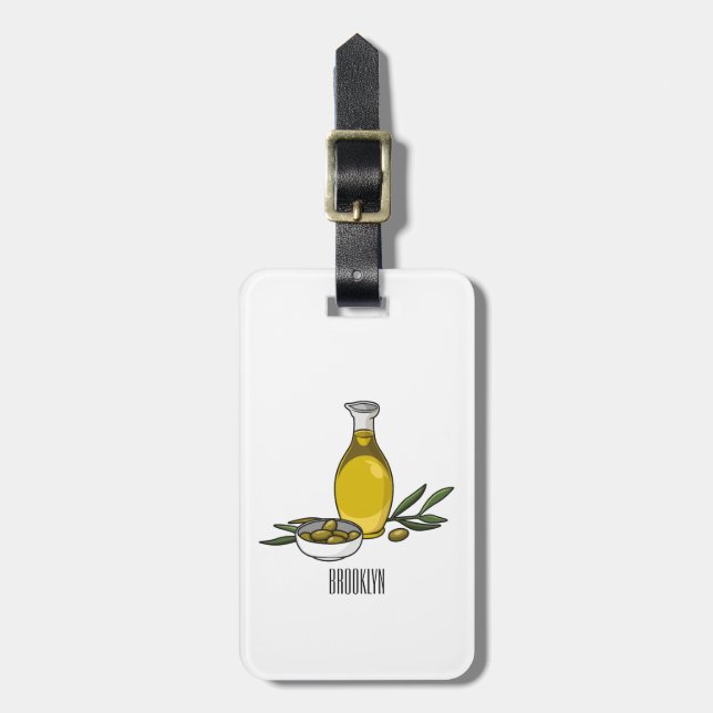 Etiqueta Para Maletas Ilustracion personalizado de aceite de oliva (Frente Vertical)