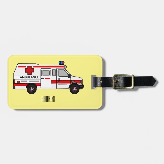 Etiqueta Para Maletas Ilustracion personalizado de ambulancia (Frente Horizontal)