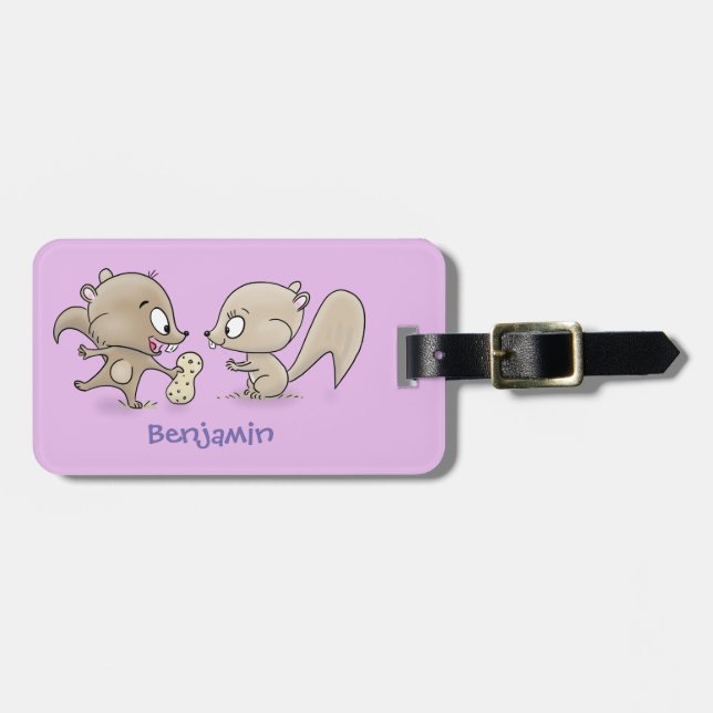 Etiqueta Para Maletas Ilustracion personalizado de ardillas graciosas (Frente Horizontal)