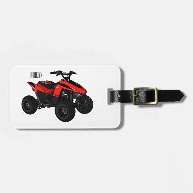 Etiqueta Para Maletas Ilustracion personalizado de atv de cuatro bicicle (Frente Horizontal)