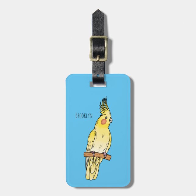 Etiqueta Para Maletas Ilustracion personalizado de aves de Cockatiel (Frente Vertical)
