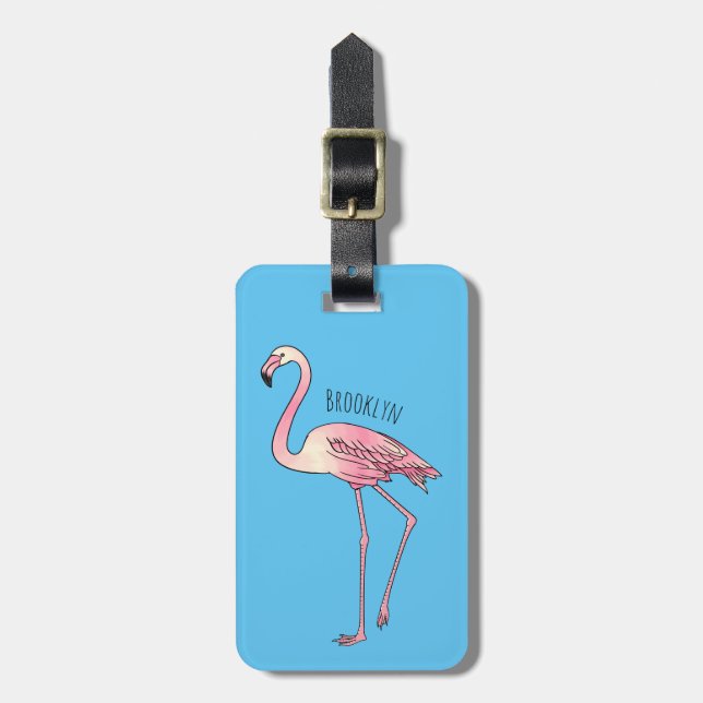 Etiqueta Para Maletas Ilustracion personalizado de aves de Flamingo (Frente Vertical)