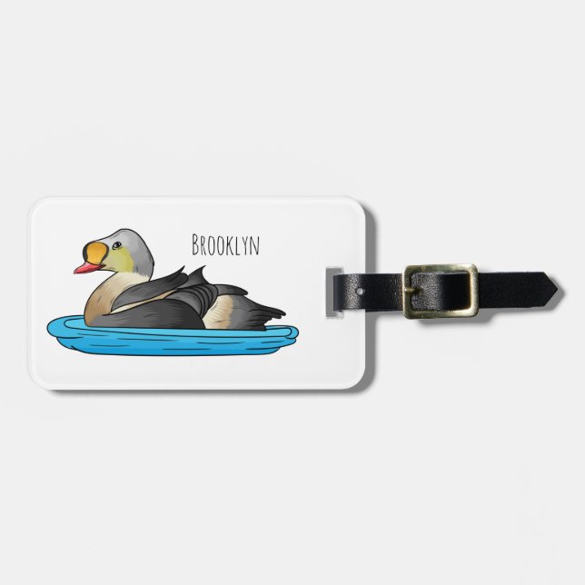 Etiqueta Para Maletas Ilustracion personalizado de aves King eider (Frente Horizontal)