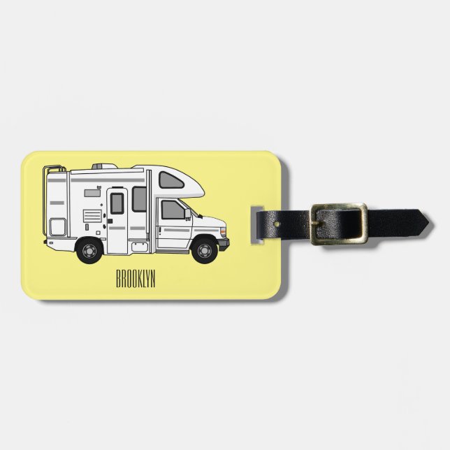 Etiqueta Para Maletas Ilustracion personalizado de Campervan (Frente Horizontal)
