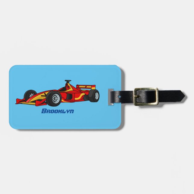 Etiqueta Para Maletas Ilustracion personalizado de coches de carreras de (Frente Horizontal)