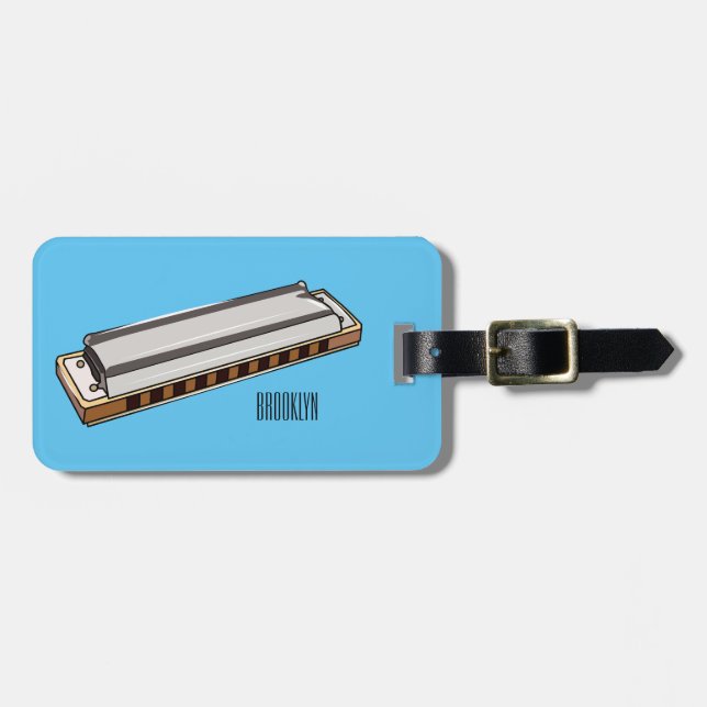 Etiqueta Para Maletas Ilustracion personalizado de Harmonica (Frente Horizontal)