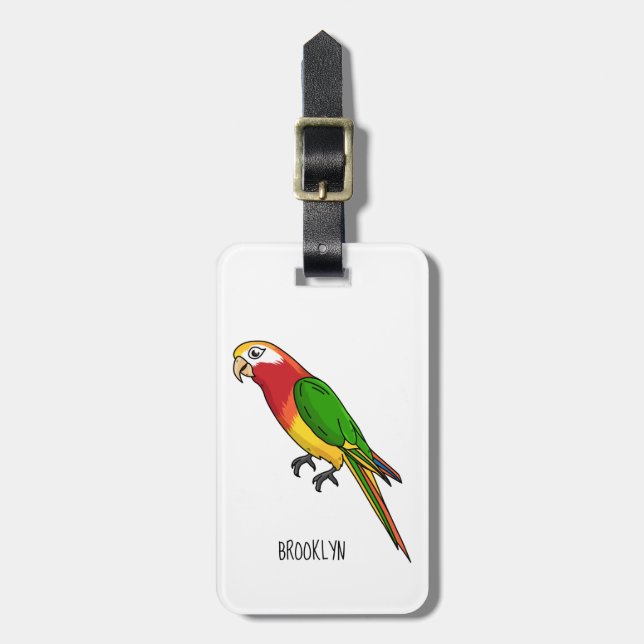 Etiqueta Para Maletas Ilustracion personalizado de loro feliz (Frente Vertical)