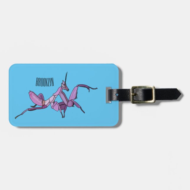 Etiqueta Para Maletas Ilustracion personalizado de mantis orquídea (Frente Horizontal)