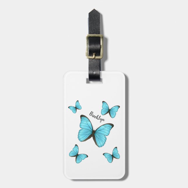 Etiqueta Para Maletas Ilustracion personalizado de mariposas morfo (Frente Vertical)