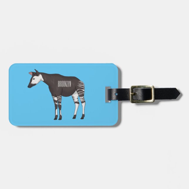 Etiqueta Para Maletas Ilustracion personalizado de Okapi (Frente Horizontal)