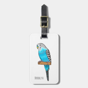 Etiqueta Para Maletas Ilustracion personalizado de pájaro budgerigar azu