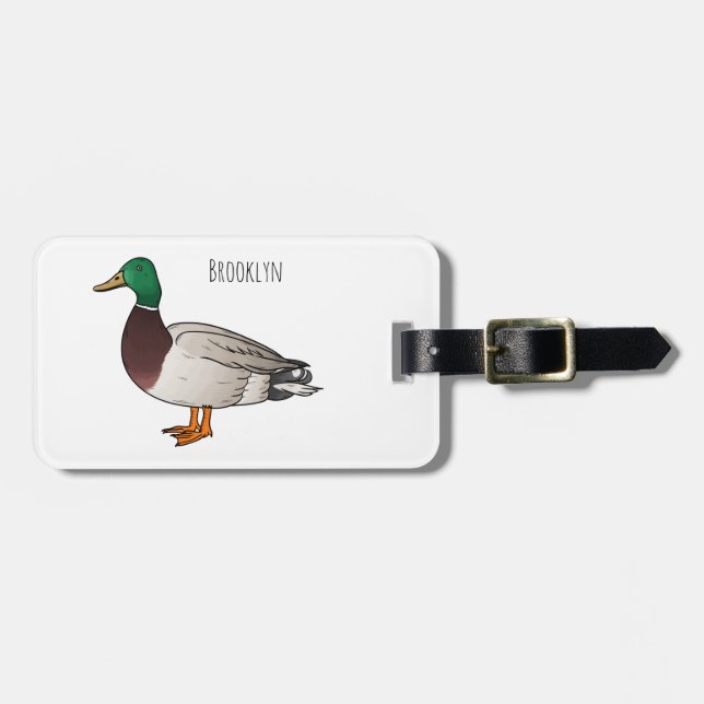 Etiqueta Para Maletas Ilustracion personalizado de pato mallard (Frente Horizontal)