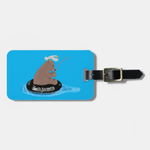 Etiqueta Para Maletas Ilustracion personalizado de pesca de cachorro de