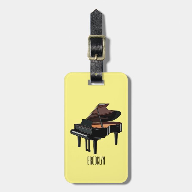 Etiqueta Para Maletas Ilustracion personalizado de piano (Frente Vertical)